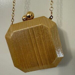 Gold Anthropologie Clutch Purse with detachable chain